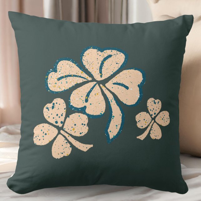 Lucky Shamrock Clover green St. Patrick`s Day  Throw Pillow (Creator Uploaded)