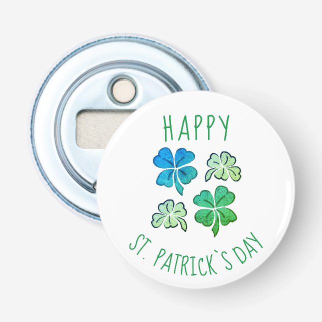 Lucky Shamrock Clover Happy St. Patrick`s day  Bottle Opener (Front)