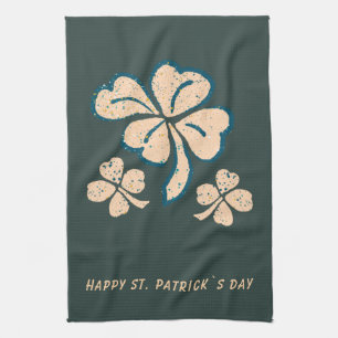 Lucky Shamrock Clover Happy St. Patrick`s Day Kitchen Towel