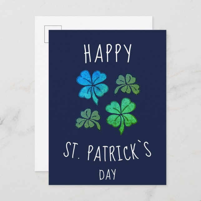 Lucky Shamrock Clover Happy St. Patrick`s day Postcard (Front/Back)