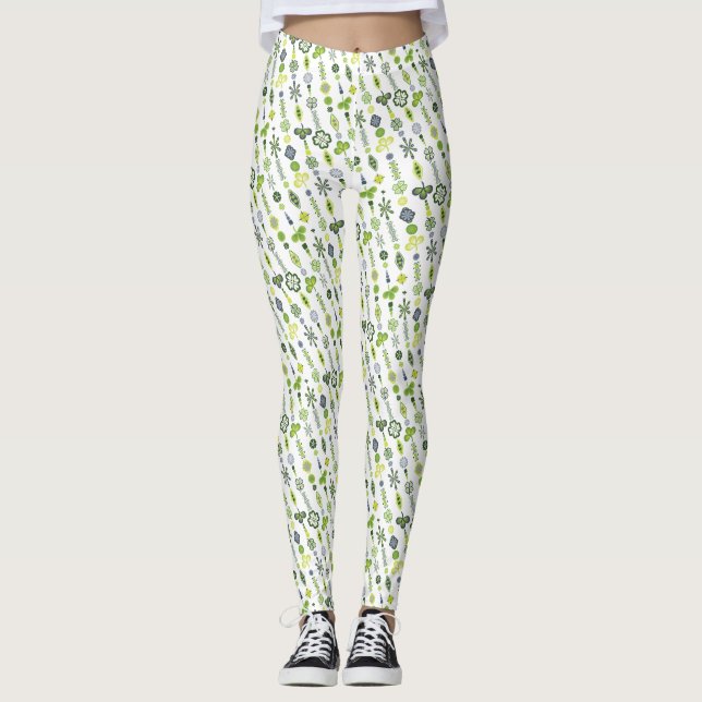 Lucky Shamrock Clover Minimal Modern Striped Leggings (Front)