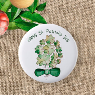 Lucky Shamrock Clover Watercolor Art 2 Inch Round Button