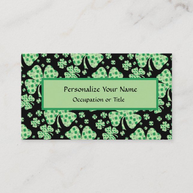 Lucky Shamrock Four Leaf Clover Business Card (Front)