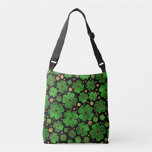 Lucky Shamrock Four-leaf Clover Pattern Crossbody Bag (Front)