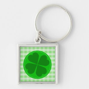 Lucky Shamrock Green Chequered Keychain