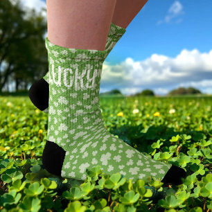 Lucky Shamrock Green Personalized Dad Socks