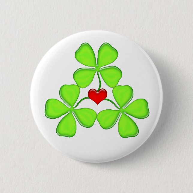 lucky shamrock Irish four-leaf clover St. Patrick 2 Inch Round Button (Front)