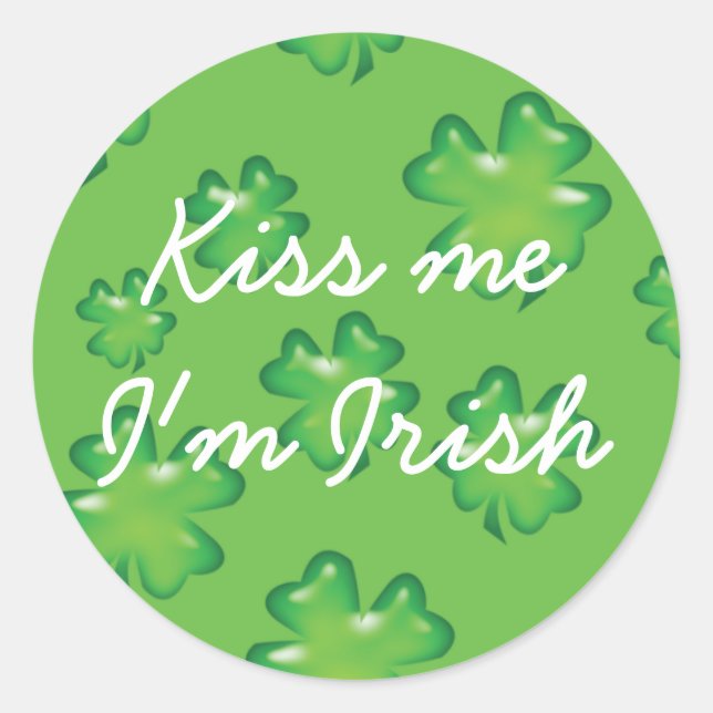 lucky shamrock Irish four-leaf clover St. Patrick Classic Round Sticker (Front)