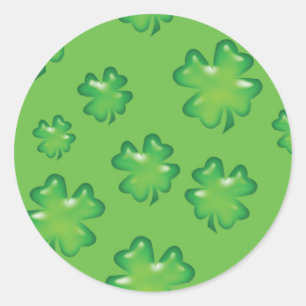 lucky shamrock Irish four-leaf clover St. Patrick Classic Round Sticker