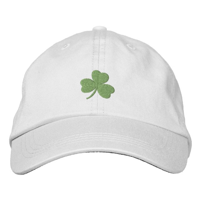 Lucky Shamrock Irish Green Embroidered Hat (Front)