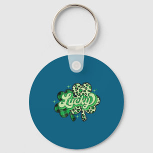 Lucky Shamrock Leopard,checkered Patricks Day Funn Keychain