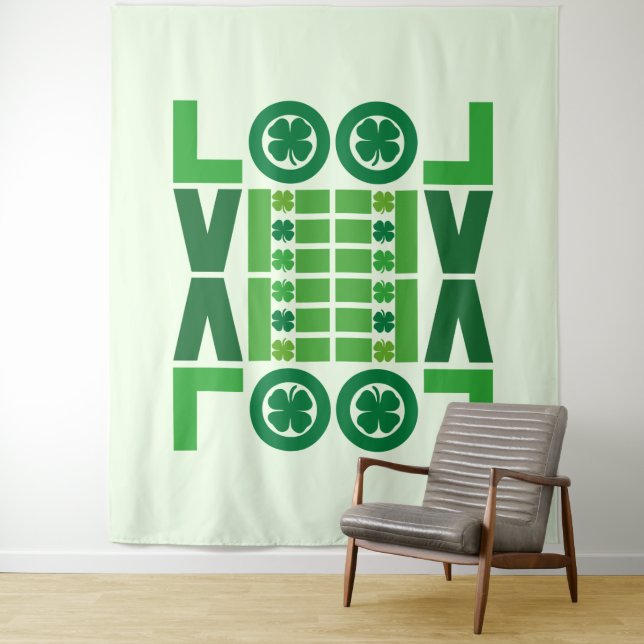Lucky Shamrock Love Tapestry (In Situ)