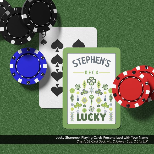 Lucky Shamrock Name Personalized Playing Cards (Lucky Shamrock Playing Cards Personalized with Your Name)