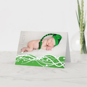 "Lucky" Shamrock Pattern Newborn Photo Card