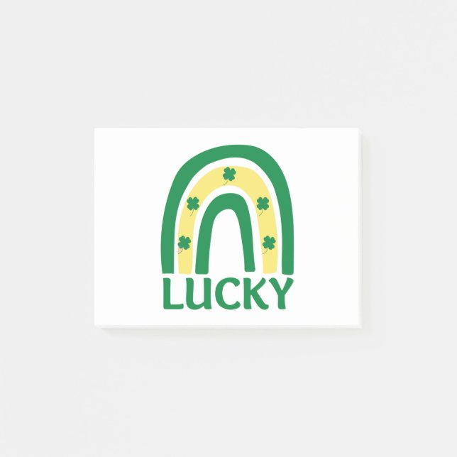 Lucky Shamrock Rainbow St Patricks Post-it Notes (Front)