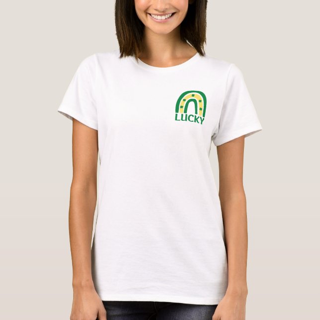 Lucky Shamrock Rainbow St Patricks T-Shirt (Front)