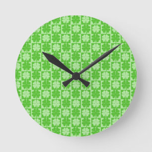 Lucky Shamrock Round Clock