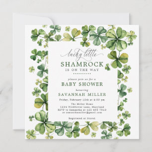 Lucky Shamrock Spring 4 Leaf Clover Baby Shower  Invitation