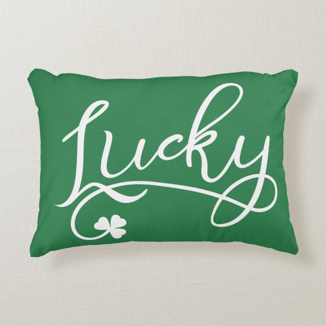 Lucky Shamrock St Patricks Day Decorative Pillow (Front)