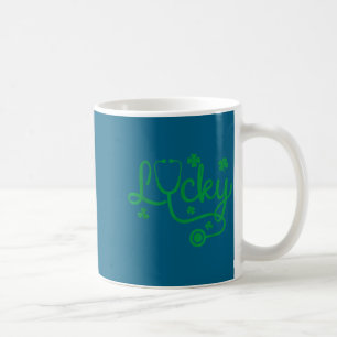Lucky Shamrock Stethoscope, St Patrick's Day Nurse Coffee Mug