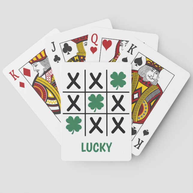 Lucky Shamrock Tic Tac Toe Playing Cards (Back)