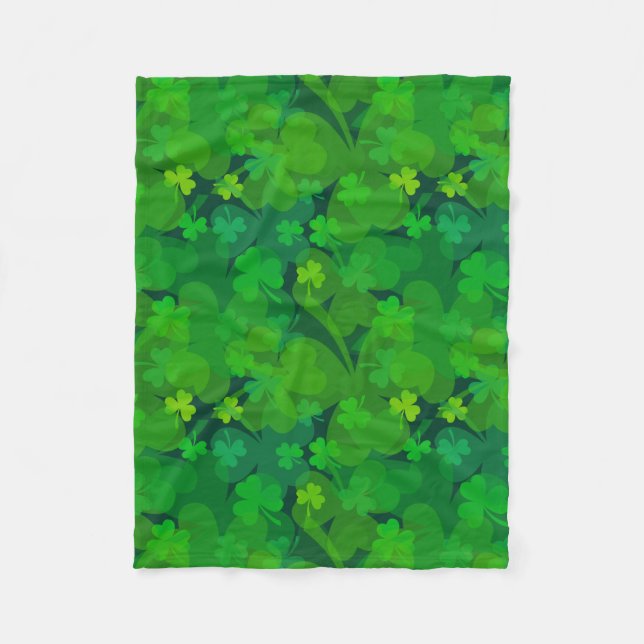 Lucky Shamrocks - Clovers All Over Fleece Blanket (Front)