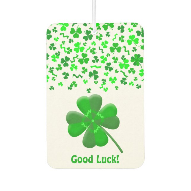 Lucky Shamrocks Confetti Pattern Personalized Air Freshener (Front)