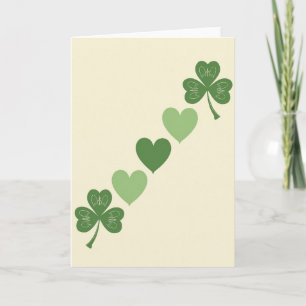 Lucky Shamrocks Hearts Green Card
