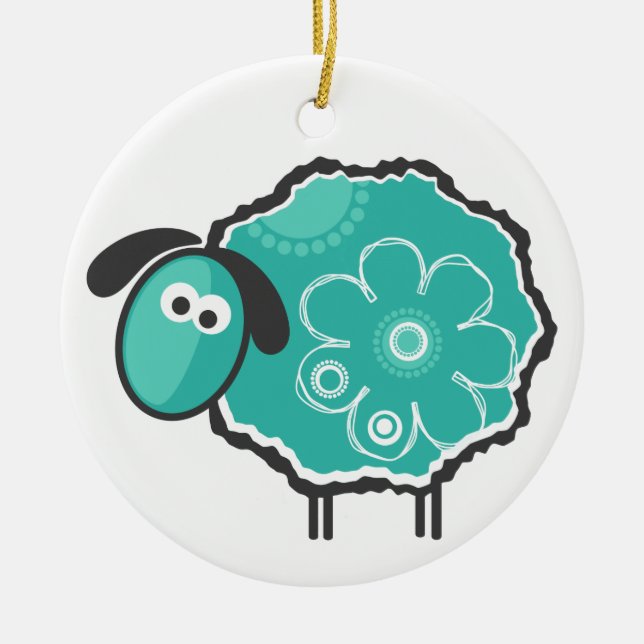 Lucky Sheep Ceramic Ornament (Front)