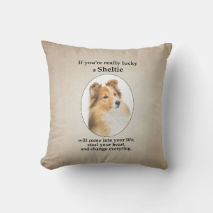 Lucky Sheltie Throw Pillow