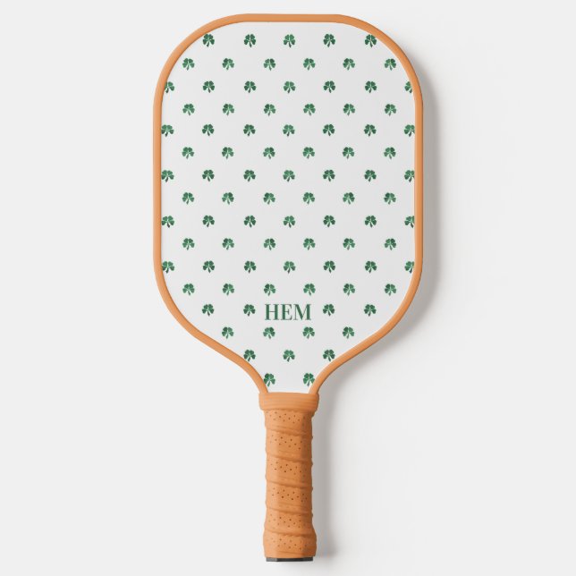 Lucky Shot Monogrammed Pickleball Four Leaf Clover Paddle (Front)