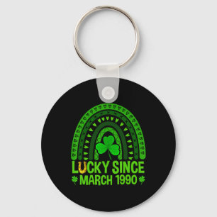 Lucky Since March 1990 Birthday &#; th St Patricks Keychain