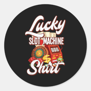 Lucky Slot Machine Casino Las Vegas Gambling  Classic Round Sticker