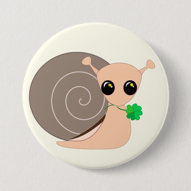 Lucky Snail 3 Inch Round Button (Front)