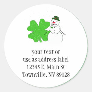 Lucky Snowman Classic Round Sticker