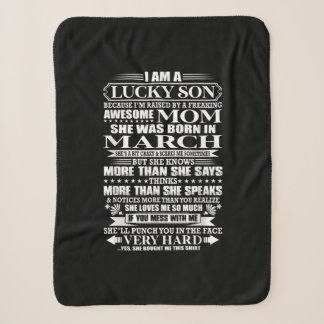 Lucky Son Raised By A  Awesome Mom Gift For Mom Sherpa Blanket