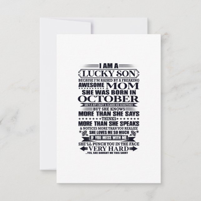 Lucky Son Raised By A Freaking Awesome Mom RSVP Card (Front)