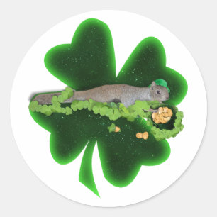 Lucky Squirrel St. Patrick's Day Classic Round Sticker
