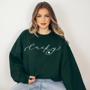 Lucky St. Patrick’s Day Cute White Script Sweatshirt