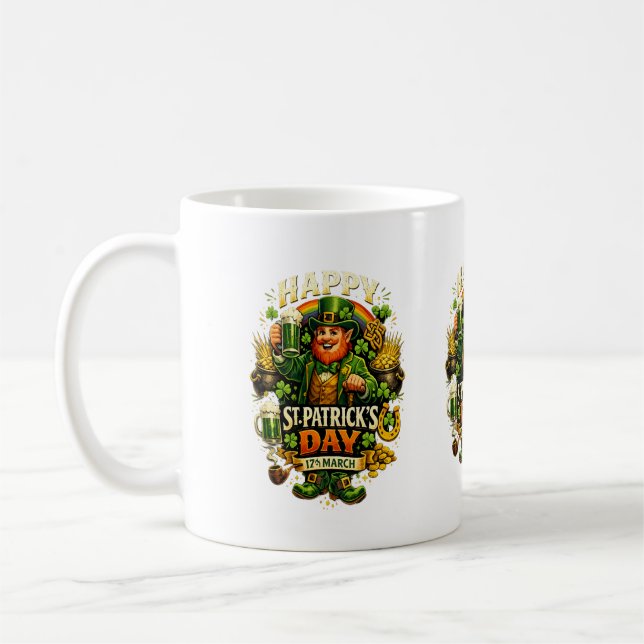 Lucky St. Patrick’s Day Green Shamrock Mug – Irish (Left)