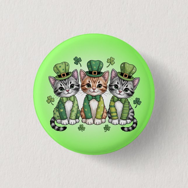 Lucky St. Patrick’s Day Kittens-47474 1 Inch Round Button (Front)
