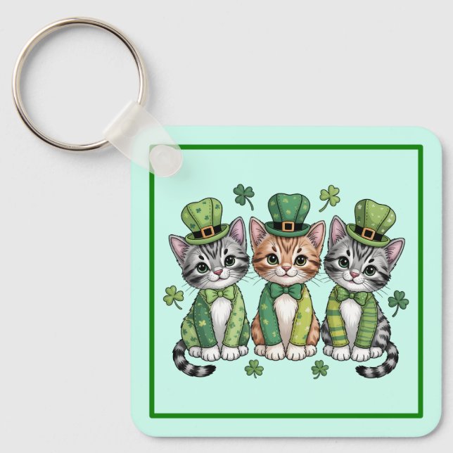 Lucky St. Patrick’s Day Kittens-47474 Keychain (Front)