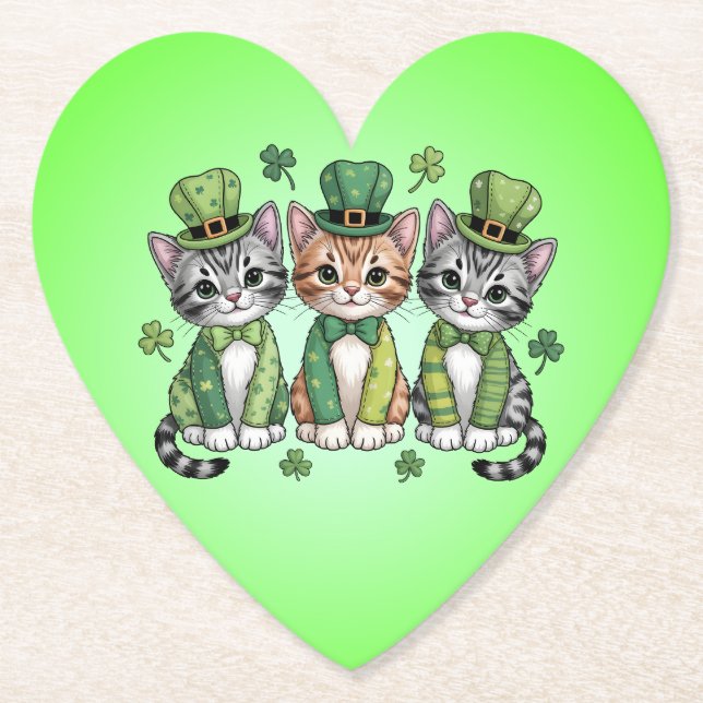 Lucky St. Patrick’s Day Kittens-47474 Paper Coaster (Front)