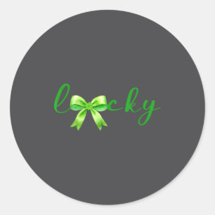 Lucky, St.patricks Day Coquette,shamrock Funny  Classic Round Sticker