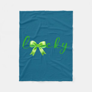 Lucky, St.patricks Day Coquette,shamrock Funny Fleece Blanket
