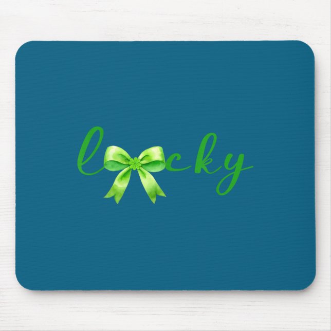 Lucky, St.patricks Day Coquette,shamrock Funny  Mouse Pad (Front)