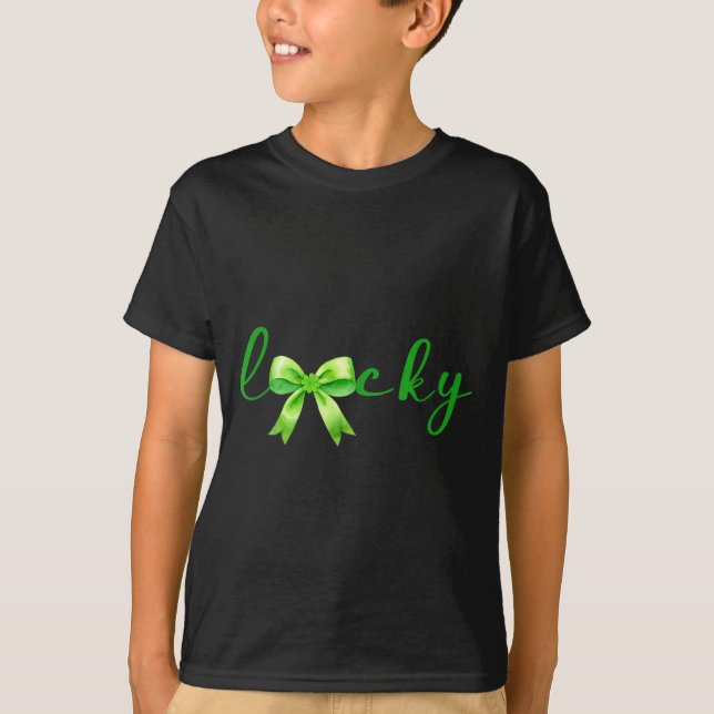 Lucky, St.patricks Day Coquette,shamrock Funny  T-Shirt (Front)