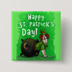 Lucky St. Patrick's Day Dog 2 Inch Square Button