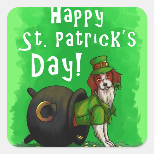 Lucky St. Patrick's Day Dog Square Sticker (Front)