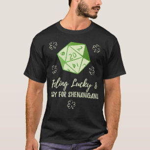 Lucky St Patricks Day Dungeons and RPG Dragons  T-Shirt